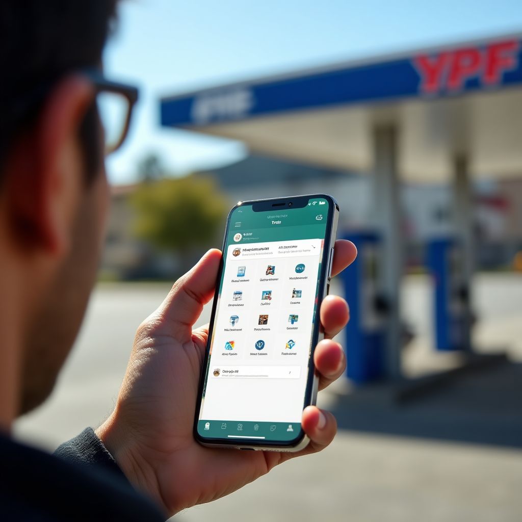 Smartphone mostrando la App YPF