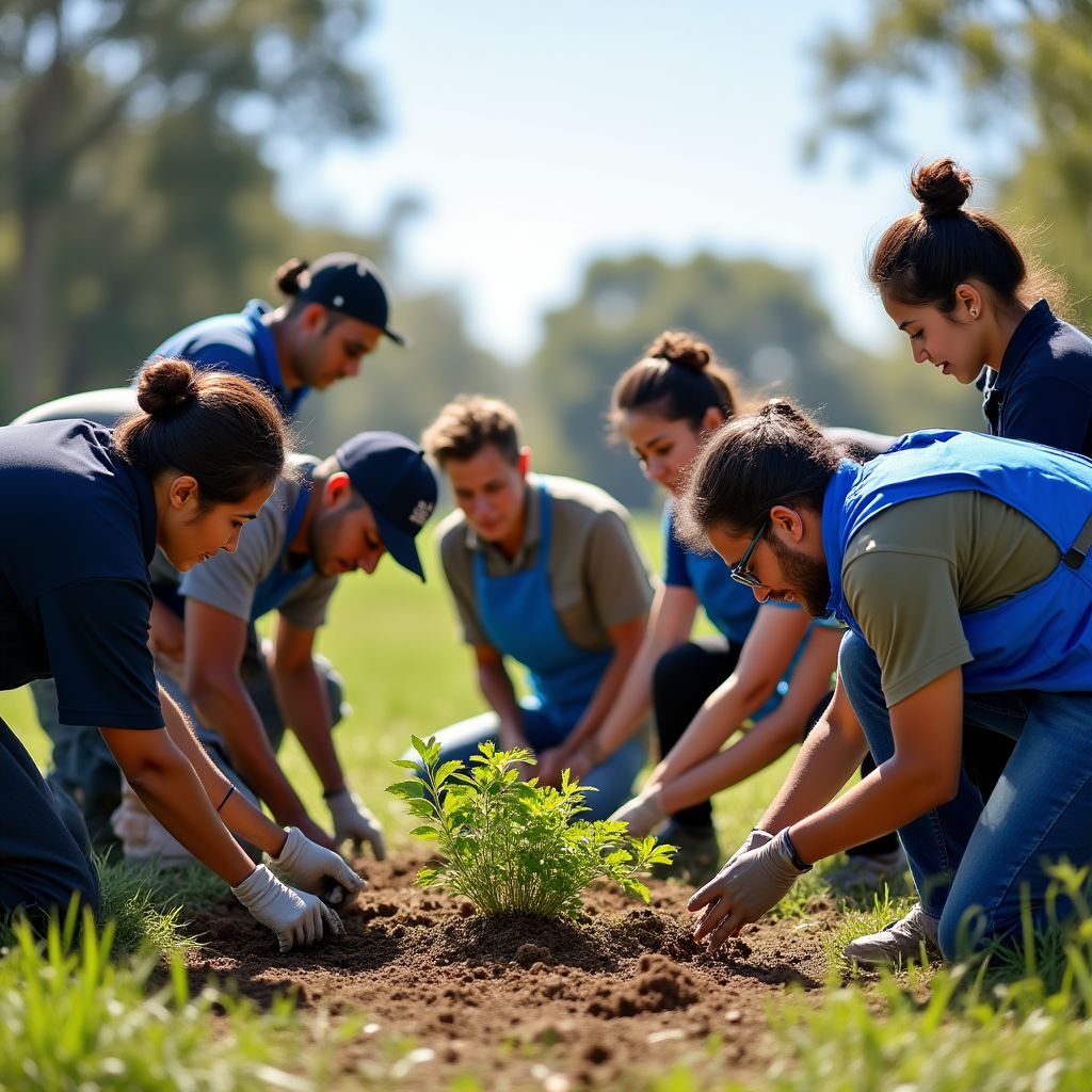 Equipo de YPF colaborando con la comunidad
